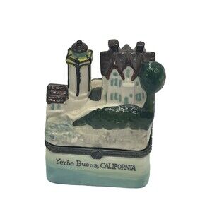Vintage Yerba Buena CA Lighthouse Souvenir Trinket Box LIghthouse Collection
